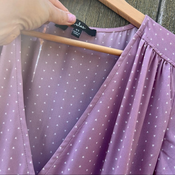 Mauve Pink "Polka Dot" Triangle Print Midi Wrap Dress 🌿 - Picture 11 of 13